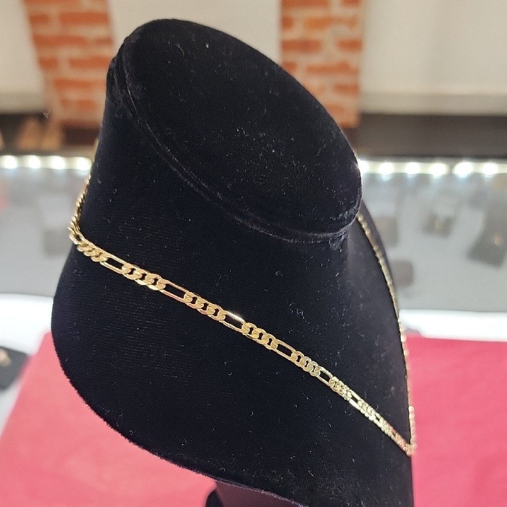 Gold Plated Figaro Chain Necklace 20" Vintage Made in Korea Unisex - Picture 5 of 7